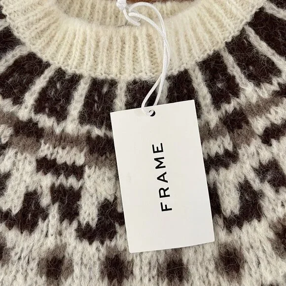 FRAME NWT WHITE ALPACA FAIR ISLE SWEATER SIZE L - Picture 5 of 14